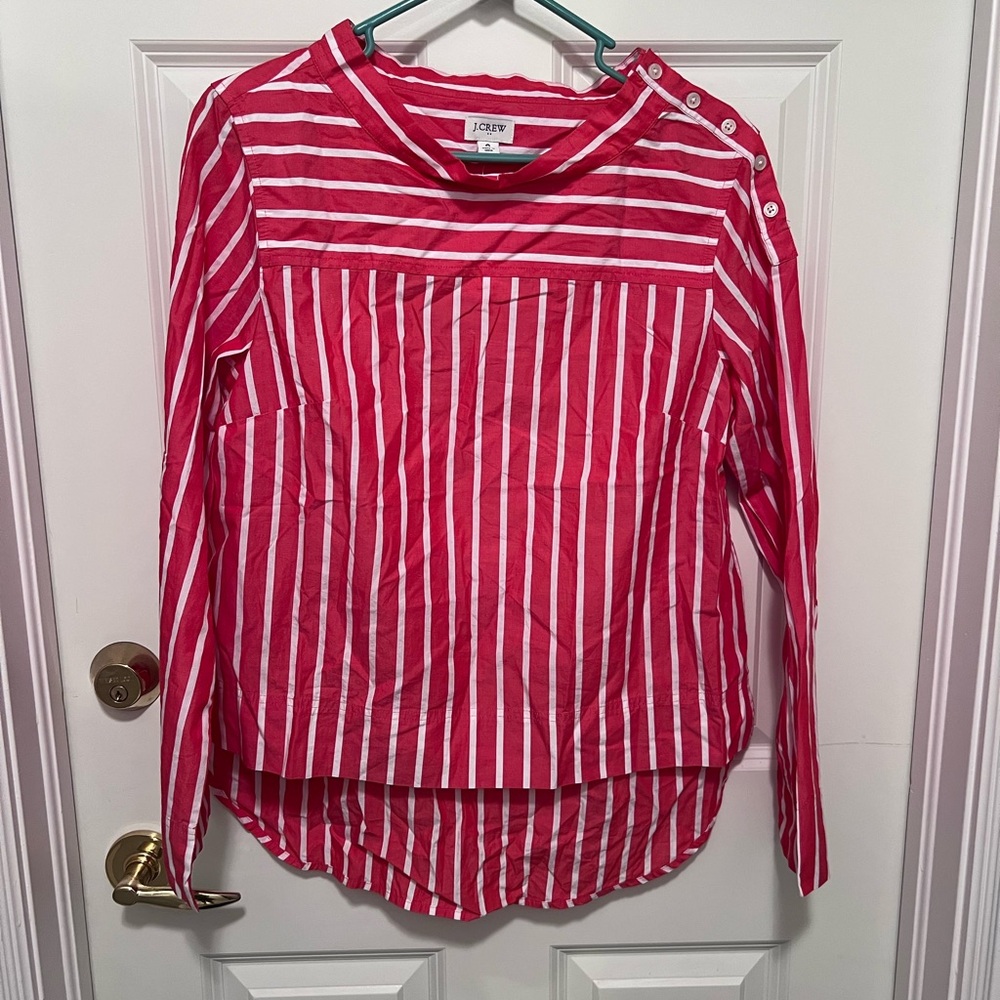 J. Crew Red and White Striped Blouse